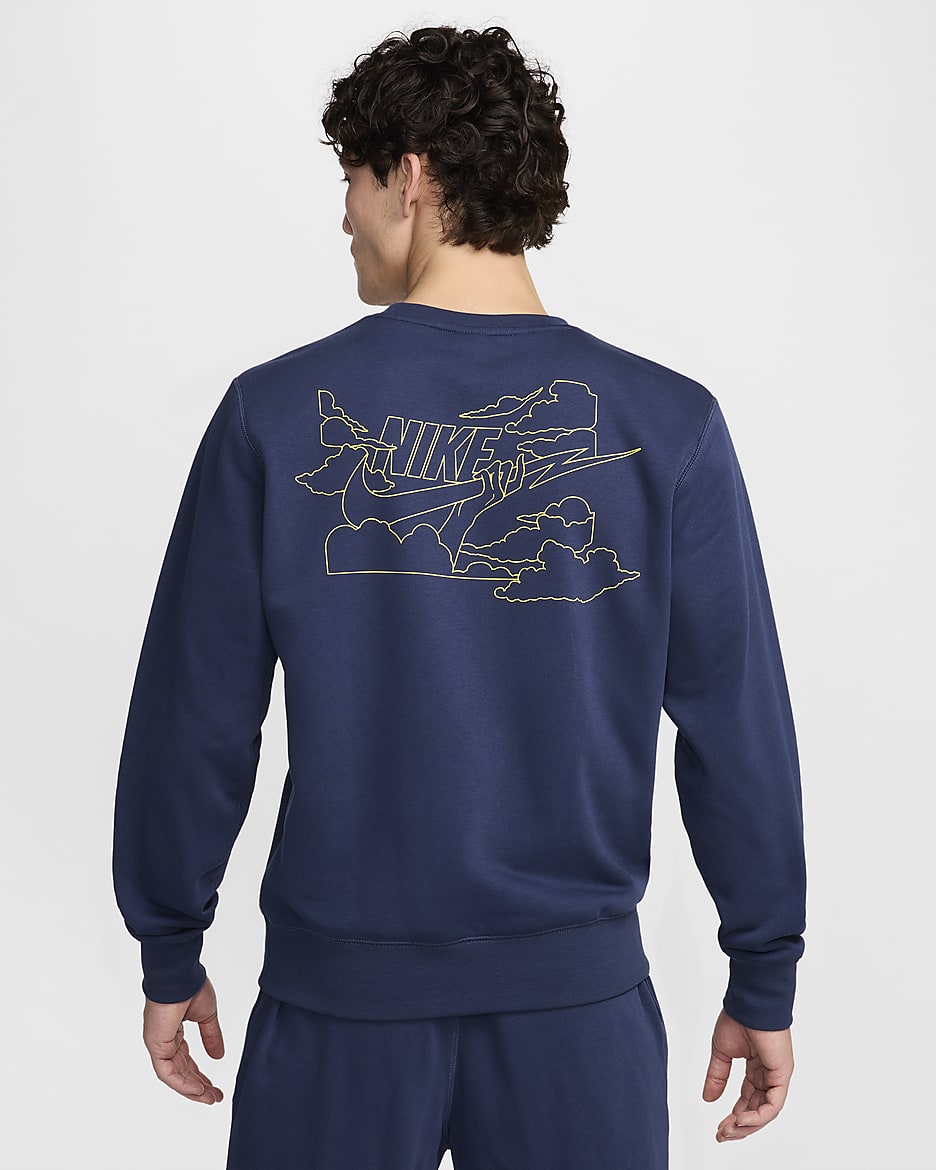 Nike club swoosh crew sweatshirt navy best sale